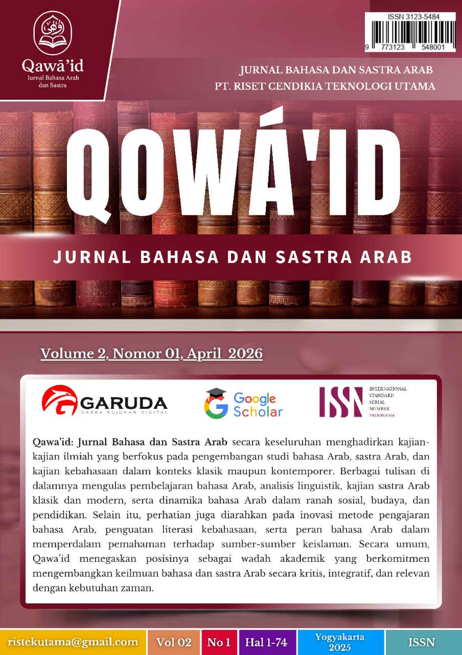 					View Vol. 2 No. 01 (2026): Qawaid: Jurnal Bahasa dan Sastra Arab
				